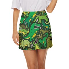 Dino Kawaii Mini Front Wrap Skirt by Wav3s