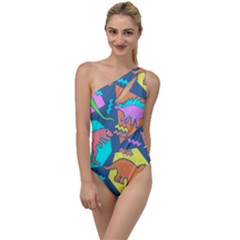 Dinosaur Pattern To One Side Swimsuit by Wav3s