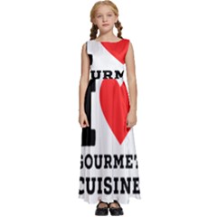 I Love Gourmet Cuisine Kids  Satin Sleeveless Maxi Dress by ilovewhateva
