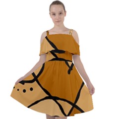 Mazipoodles In The Frame - Brown Cut Out Shoulders Chiffon Dress by Mazipoodles