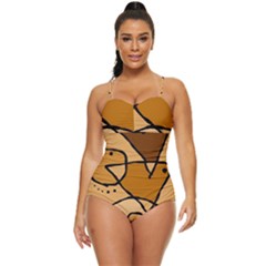 Mazipoodles In The Frame - Brown Retro Full Coverage Swimsuit by Mazipoodles