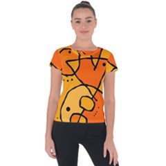 Mazipoodles In The Frame - Orange Short Sleeve Sports Top  by Mazipoodles