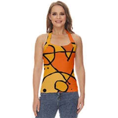 Mazipoodles In The Frame - Orange Basic Halter Top by Mazipoodles