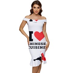 I Love Chinese Cuisine Off Shoulder Ruffle Split Hem Bodycon Dress by ilovewhateva