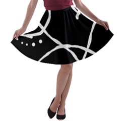 Mazipoodles In The Frame - Black White A-line Skater Skirt by Mazipoodles