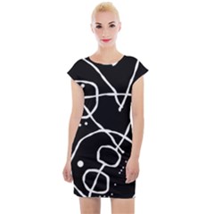 Mazipoodles In The Frame - Black White Cap Sleeve Bodycon Dress by Mazipoodles