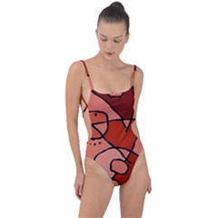 Mazipoodles In The Frame - Reds Tie Strap One Piece Swimsuit by Mazipoodles