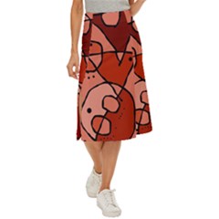 Mazipoodles In The Frame - Reds Midi Panel Skirt