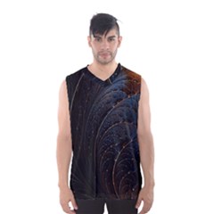 Abstract Dark Shine Structure Fractal Golden Men s Basketball Tank Top