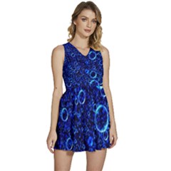 Blue Bubbles Abstract Sleeveless High Waist Mini Dress by Vaneshop