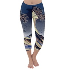 The Great Wave Off Kanagawa Japanese Waves Capri Winter Leggings  by Vaneshop