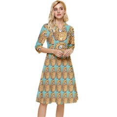 Owl Bird Pattern Classy Knee Length Dress