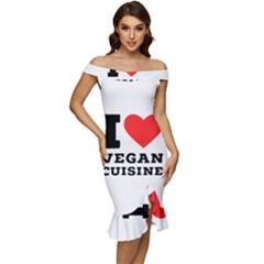 I Love Vegan Cuisine Off Shoulder Ruffle Split Hem Bodycon Dress by ilovewhateva