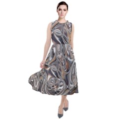 Shiny Abstract Round Neck Boho Dress by ugoarts