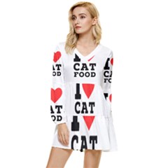 I Love Cat Food Tiered Long Sleeve Mini Dress by ilovewhateva