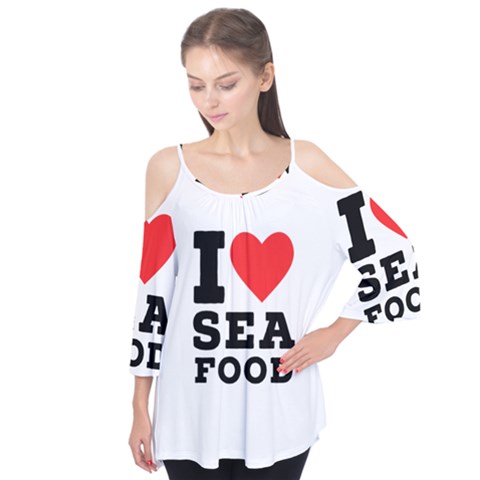 I Love Sea Food Flutter Sleeve Tee  by ilovewhateva