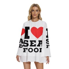 I Love Sea Food Round Neck Long Sleeve Bohemian Style Chiffon Mini Dress by ilovewhateva