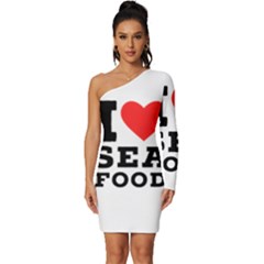 I Love Sea Food Long Sleeve One Shoulder Mini Dress by ilovewhateva