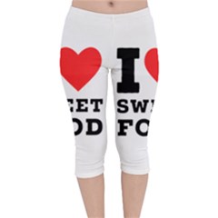 I Love Sweet Food Velvet Capri Leggings  by ilovewhateva