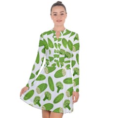 Vegetable Pattern With Composition Broccoli Long Sleeve Panel Dress by Grandong