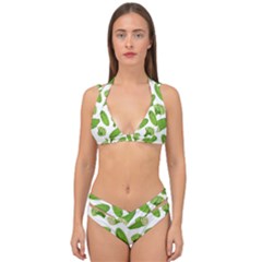 Vegetable Pattern With Composition Broccoli Double Strap Halter Bikini Set by Grandong