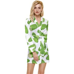 Vegetable Pattern With Composition Broccoli Long Sleeve Satin Robe