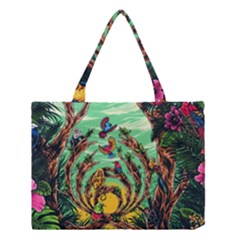 Monkey Tiger Bird Parrot Forest Jungle Style Medium Tote Bag by Grandong