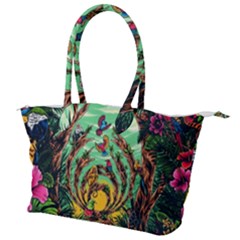Monkey Tiger Bird Parrot Forest Jungle Style Canvas Shoulder Bag by Grandong