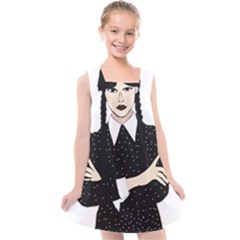 Wednesday Addams Kids  Cross Back Dress by Fundigitalart234