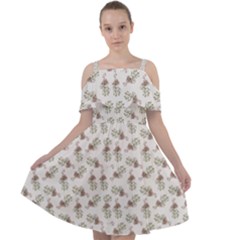 Warm Blossom Harmony Floral Pattern Cut Out Shoulders Chiffon Dress by dflcprintsclothing