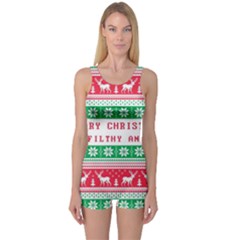 Merry Christmas Ya Filthy Animal One Piece Boyleg Swimsuit by Cowasu