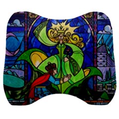 Beauty Stained Glass Rose Velour Head Support Cushion by Cowasu