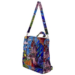 Beauty Stained Glass Castle Building Crossbody Backpack by Cowasu