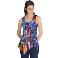 Beauty Stained Glass Castle Building Sleeveless Tunic by Cowasu
