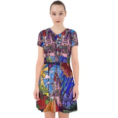 Beauty Stained Glass Castle Building Adorable In Chiffon Dress by Cowasu