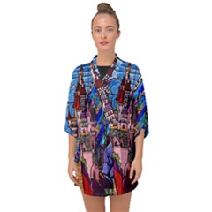 Beauty Stained Glass Castle Building Half Sleeve Chiffon Kimono by Cowasu