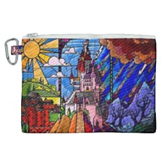 Beauty Stained Glass Castle Building Canvas Cosmetic Bag (xl) by Cowasu