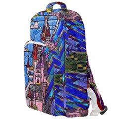 Beauty Stained Glass Castle Building Double Compartment Backpack by Cowasu