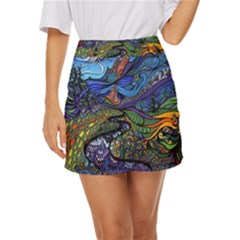 Psychedelic Landscape Mini Front Wrap Skirt