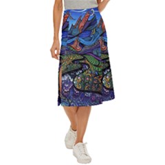 Psychedelic Landscape Midi Panel Skirt