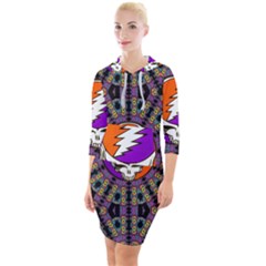 Gratefuldead Grateful Dead Pattern Quarter Sleeve Hood Bodycon Dress by Cowasu