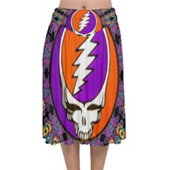 Gratefuldead Grateful Dead Pattern Velvet Flared Midi Skirt by Cowasu