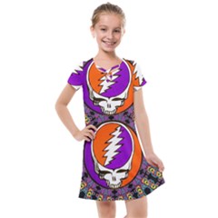 Gratefuldead Grateful Dead Pattern Kids  Cross Web Dress by Cowasu