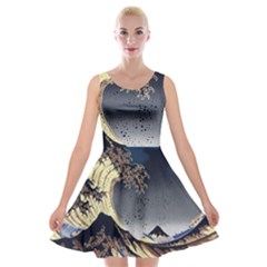 The Great Wave Off Kanagawa Japan Japanese Waves Velvet Skater Dress by Cowasu