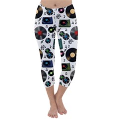 Records Vinyl Seamless Background Capri Winter Leggings  by Bangk1t