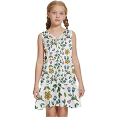 Flower Floral Pattern Kids  Sleeveless Tiered Mini Dress