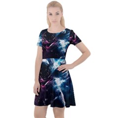 Psychedelic Astronaut Trippy Space Art Cap Sleeve Velour Dress  by Bangk1t