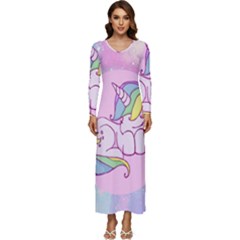 Unicorn Stitch Long Sleeve Longline Maxi Dress