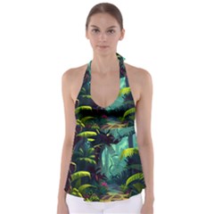 Rainforest Jungle Cartoon Animation Background Babydoll Tankini Top by Ndabl3x