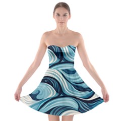 Pattern Ocean Waves Arctic Ocean Blue Nature Sea Strapless Bra Top Dress by Ndabl3x